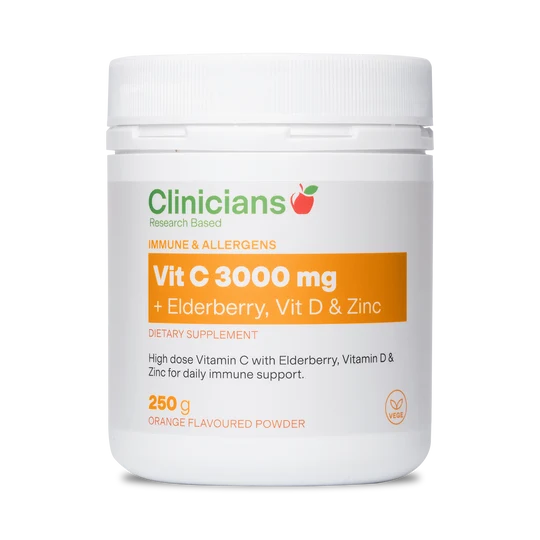 Clinicians Vit C 3000mg + Elderberry, Vit D & Zinc