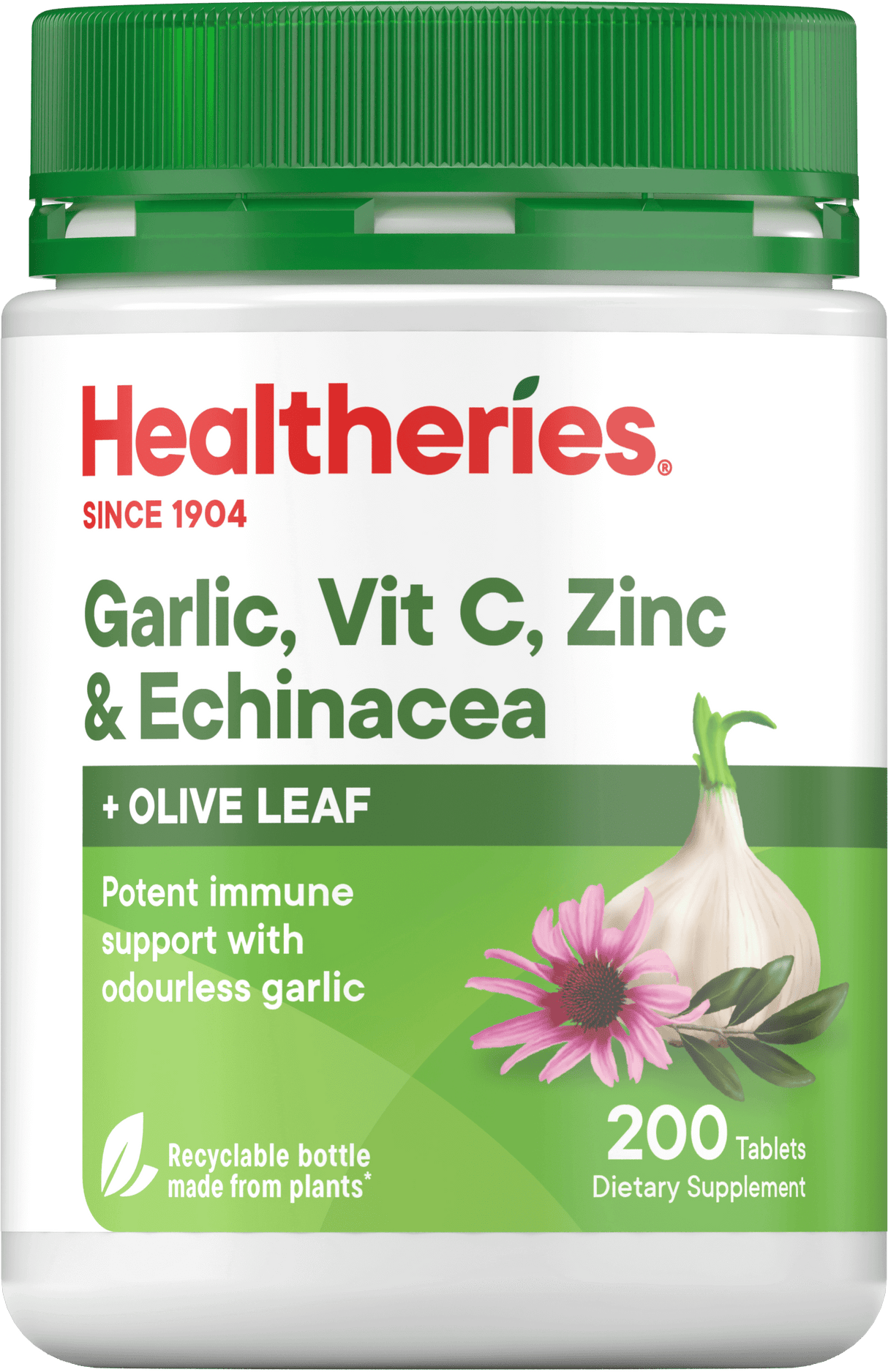 Healtheries Garlic, Vit C, Zinc & Echinacea with Olive Leaf Tablets