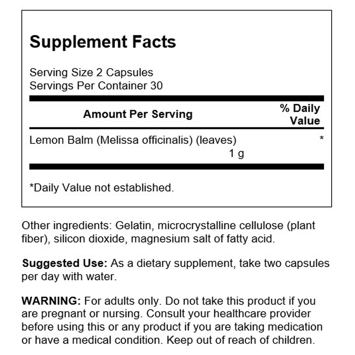 スワンソン フルスペクトラム レモンバーム カプセル 500mg 60錠
