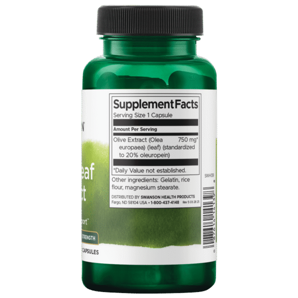 Swanson – Olive leaf extract – Extra strength 750mg 60C