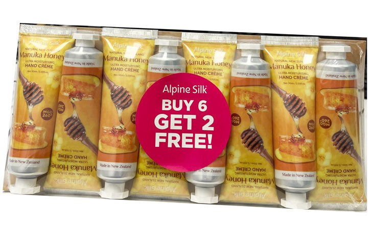 アルパインシルク マヌカハニーハンドクリーム 30ml 6個入り + 2個無料