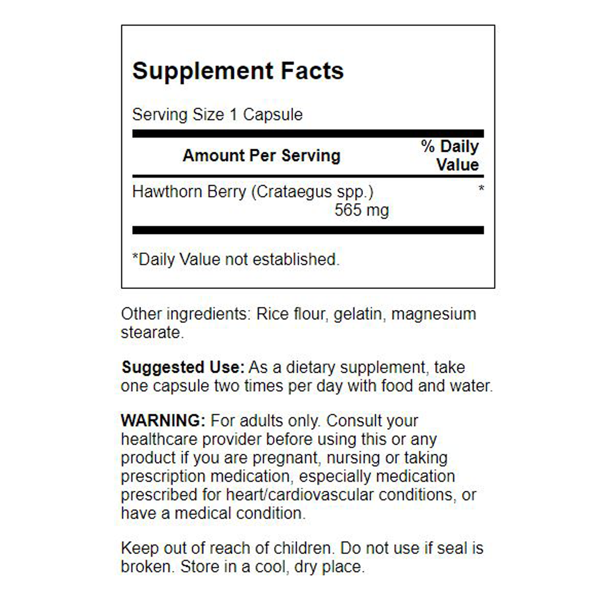 スワンソン ホーソーンベリーカプセル 565mg 250錠