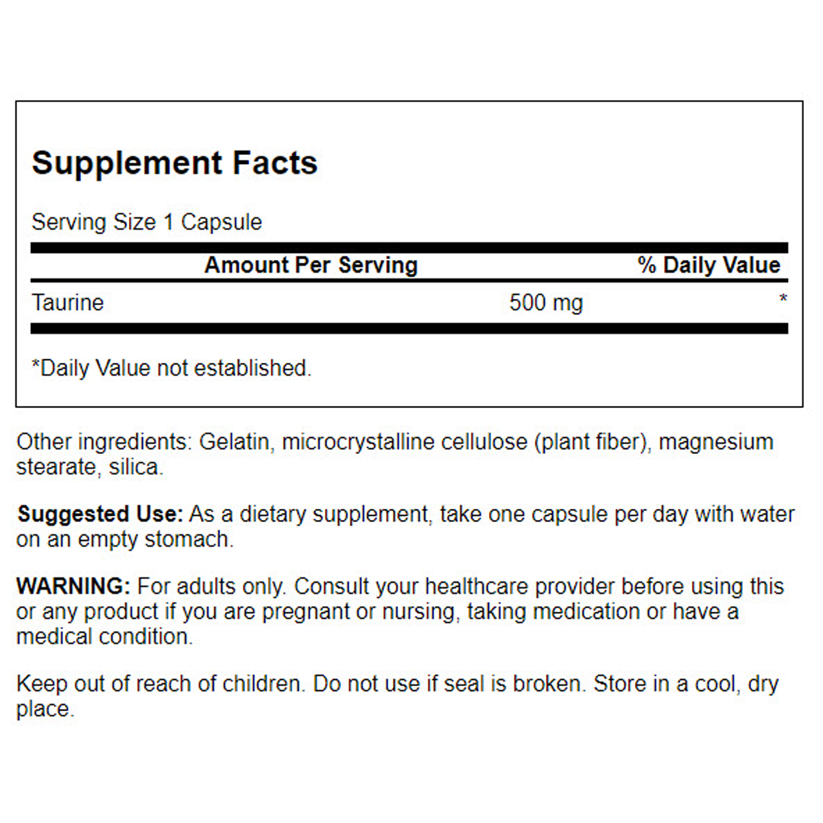 スワンソン タウリン 500mg カプセル 100錠