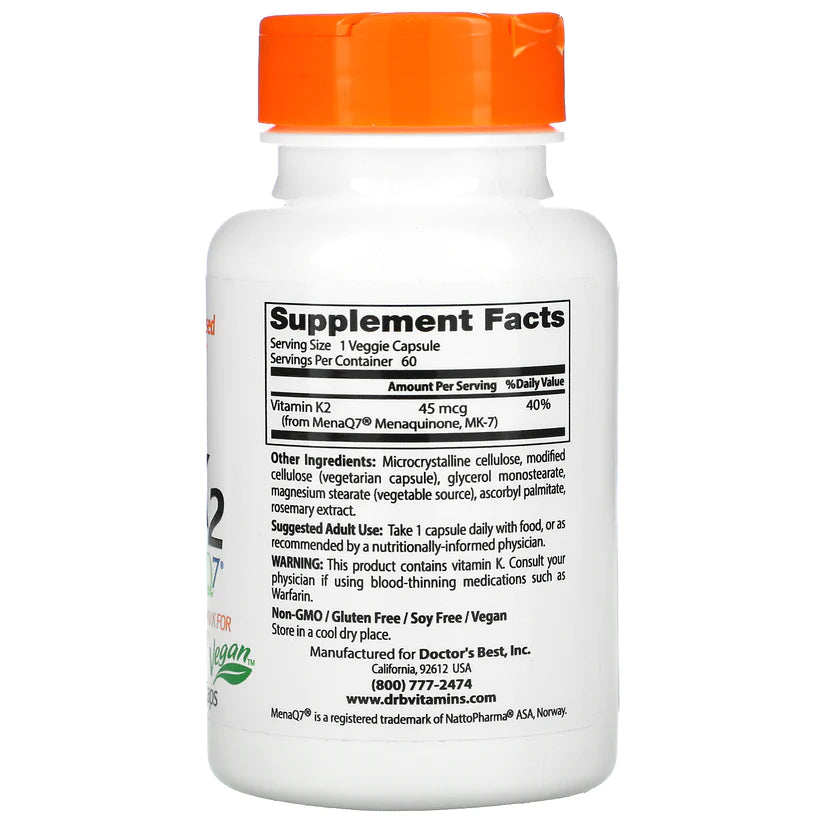 ドクターズベスト ナチュラルビタミンK2 MK-7 45mcg ベジカプセル 60錠