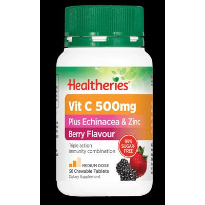 Healtheries ビタミンC 500mg エキナセア＆亜鉛配合チュアブル錠 50錠